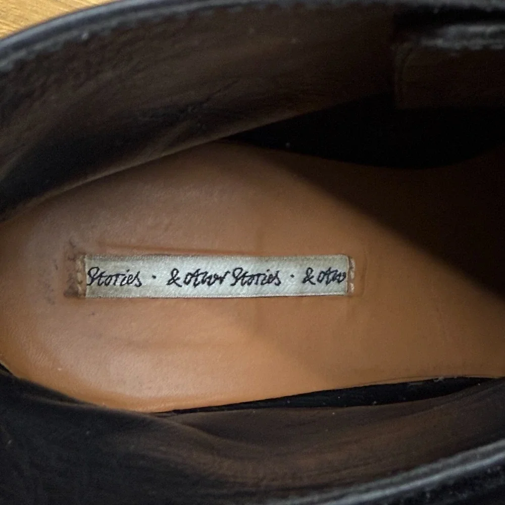 & Other Stories Womens Boots Size 8 EU 38 Black‎ Leather Block Heel Booties